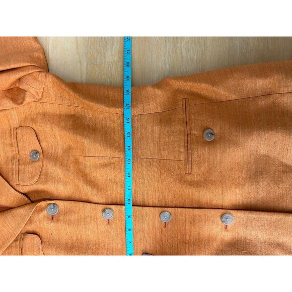 Vtg Lauren Ralph Lauren Blazer Jacket Womens 12‎ Orange Notch Lapel 100% Silk - Picture 9 of 9